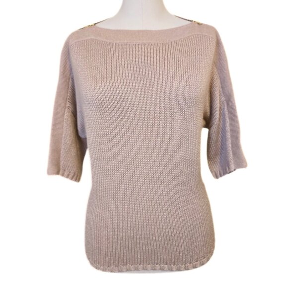 Dusty Pink GAP Knit Top w Zippers Short Sleeve Pastel Cute Womens T Shirt Size M - Picture 1 of 10
